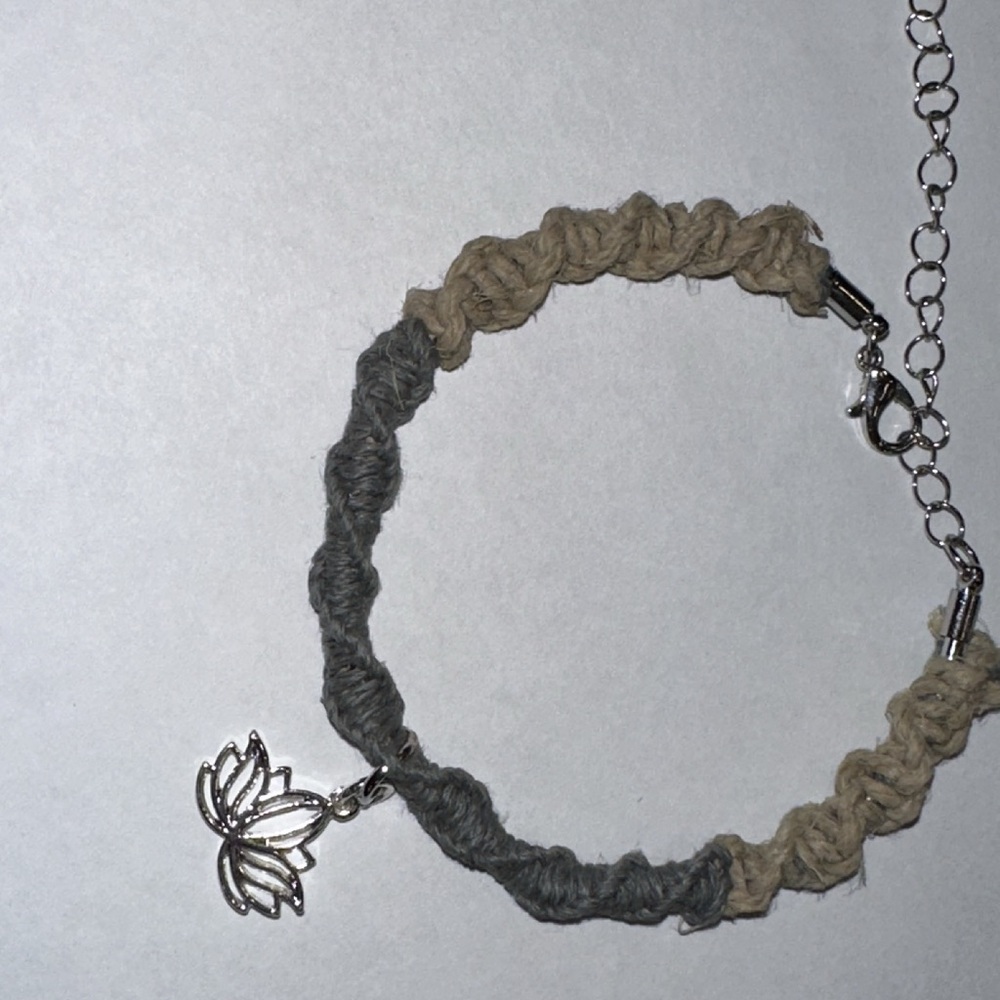 Silver Lotus Charm Bracelet